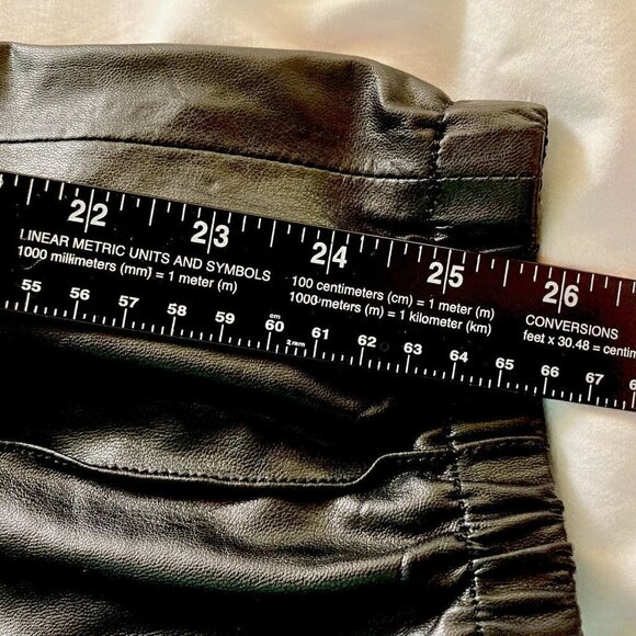 BLANKNYC Black Vegan Leather Elastic Waist Leg Jogger Slash Pockets Pants-28 - Picture 15 of 16